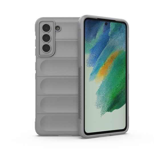 For Samsung Galaxy S21 FE Magic Shield TPU + Flannel Phone Case(Grey)