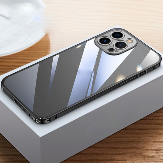 For iPhone 14 Pro Max Metal Frame HD Transparent Phone Case (Black) - iPhone 14 Pro Max Cases by buy2fix | Online Shopping UK | buy2fix