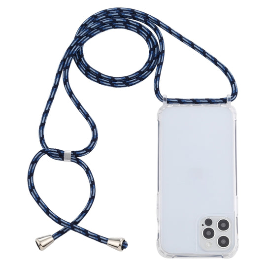For iPhone 14 Pro Transparent Acrylic Airbag Shockproof Phone Protective Case with Lanyard(Gradient Blue)