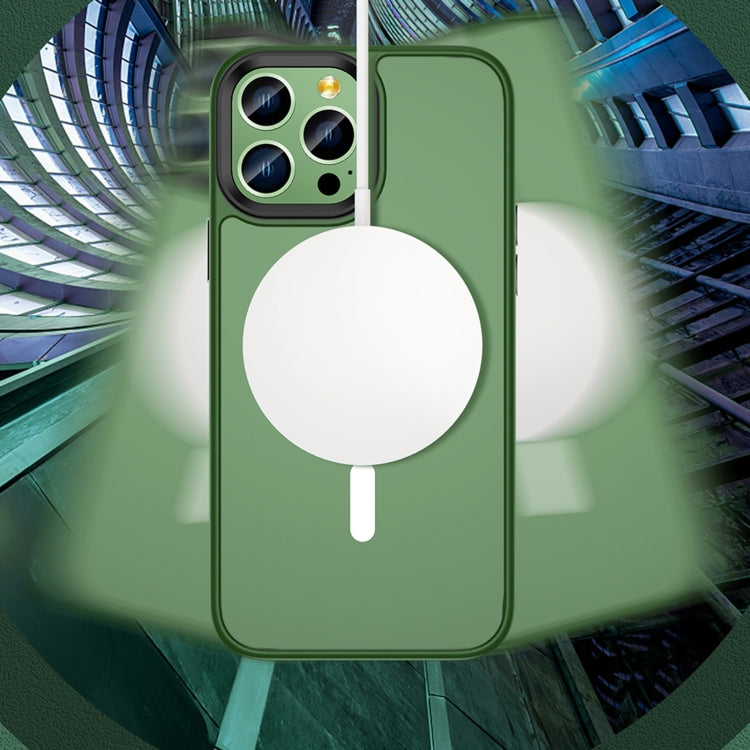 For iPhone 14 Skin Feel TPU + Frosted PC MagSafe Phone Case (Green) by buy2fix