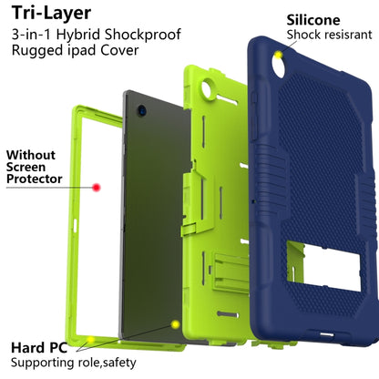 For Samsung Galaxy Tab A8 10.5 2021 X200 Contrast Color Robot Shockproof Silicone + PC Tablet Case(Navy Blue Yellow Green) - Other Galaxy Tab PC by buy2fix | Online Shopping UK | buy2fix