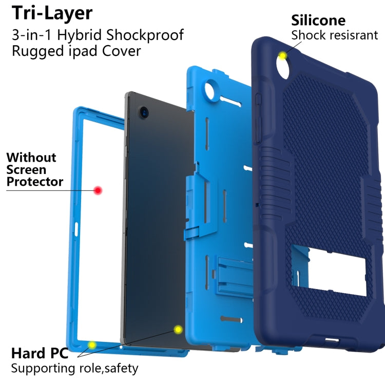For Samsung Galaxy Tab A8 10.5 2021 X200 Contrast Color Robot Shockproof Silicone + PC Tablet Case(Navy Blue) - Other Galaxy Tab PC by buy2fix | Online Shopping UK | buy2fix