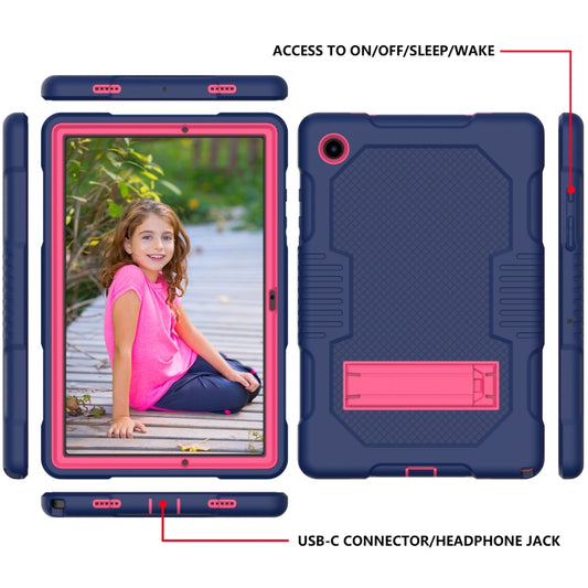 For Samsung Galaxy Tab A8 10.5 2021 X200 Contrast Color Robot Shockproof Silicone + PC Tablet Case(Navy Blue Rose) - Other Galaxy Tab PC by buy2fix | Online Shopping UK | buy2fix