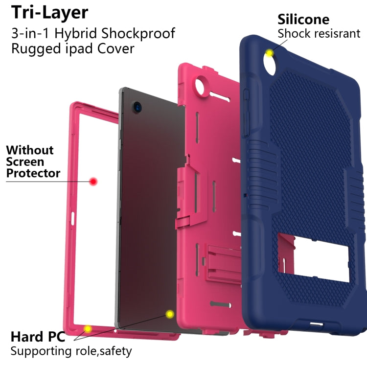 For Samsung Galaxy Tab A8 10.5 2021 X200 Contrast Color Robot Shockproof Silicone + PC Tablet Case(Navy Blue Rose) - Other Galaxy Tab PC by buy2fix | Online Shopping UK | buy2fix