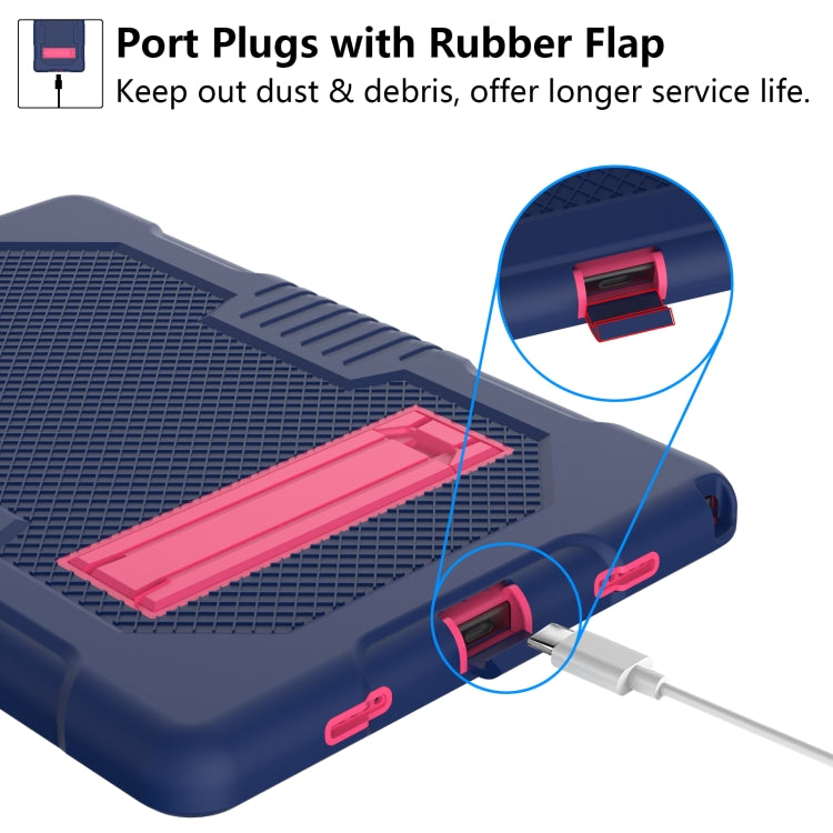 For Samsung Galaxy Tab A8 10.5 2021 X200 Contrast Color Robot Shockproof Silicone + PC Tablet Case(Navy Blue Rose) - Other Galaxy Tab PC by buy2fix | Online Shopping UK | buy2fix
