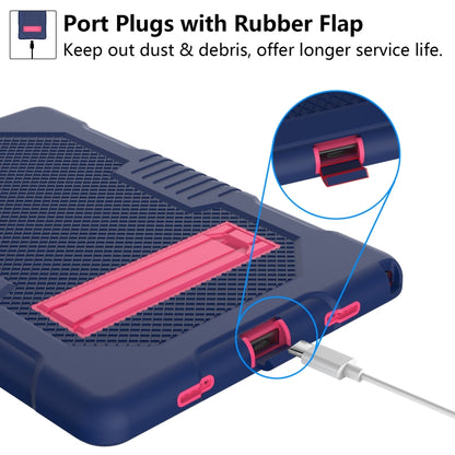 For Samsung Galaxy Tab A8 10.5 2021 X200 Contrast Color Robot Shockproof Silicone + PC Tablet Case(Navy Blue Rose) - Other Galaxy Tab PC by buy2fix | Online Shopping UK | buy2fix