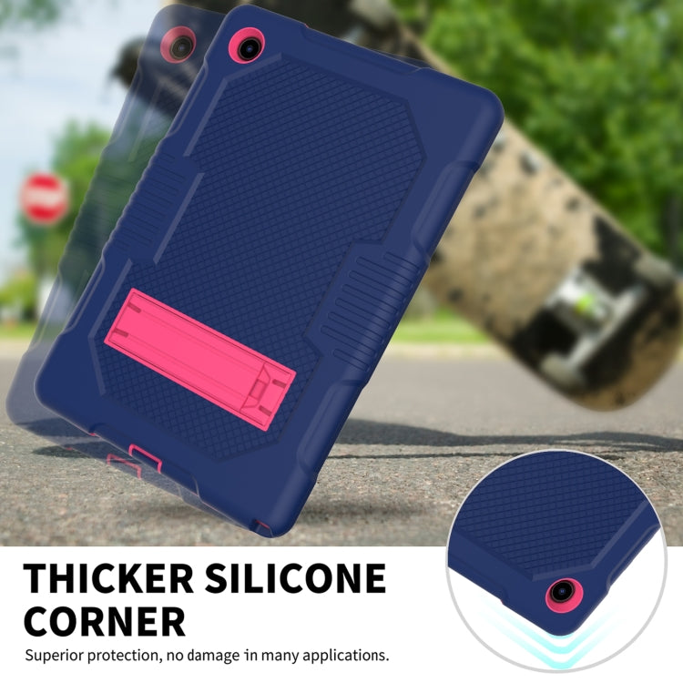 For Samsung Galaxy Tab A8 10.5 2021 X200 Contrast Color Robot Shockproof Silicone + PC Tablet Case(Navy Blue Rose) - Other Galaxy Tab PC by buy2fix | Online Shopping UK | buy2fix