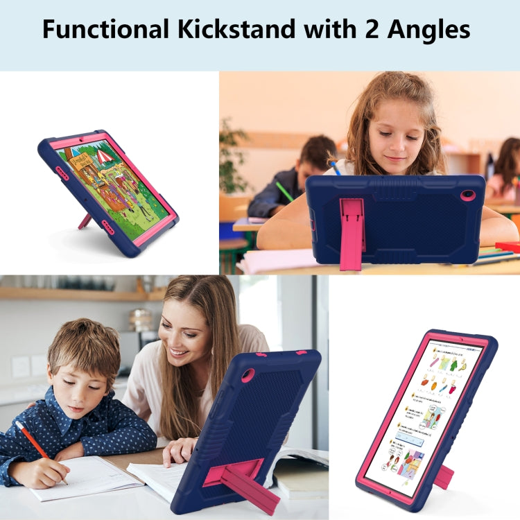 For Samsung Galaxy Tab A8 10.5 2021 X200 Contrast Color Robot Shockproof Silicone + PC Tablet Case(Navy Blue Rose) - Other Galaxy Tab PC by buy2fix | Online Shopping UK | buy2fix
