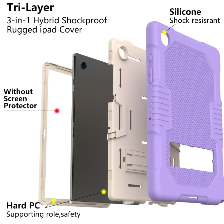 For Samsung Galaxy Tab A8 10.5 2021 X200 Contrast Color Robot Shockproof Silicone + PC Tablet Case(Purple) - Other Galaxy Tab PC by buy2fix | Online Shopping UK | buy2fix