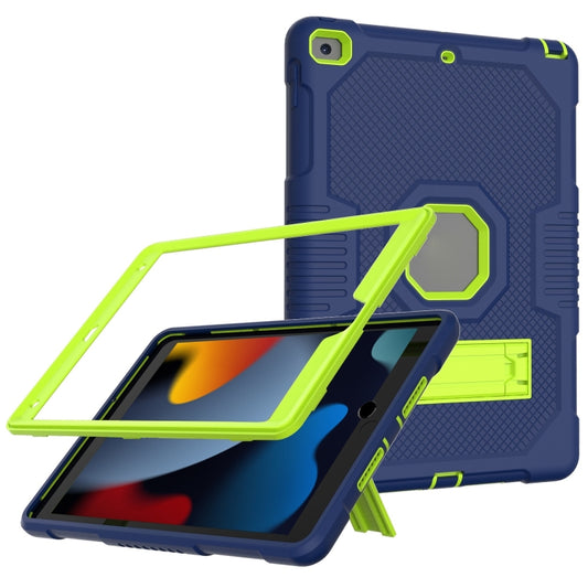 For iPad 10.2 2021 Contrast Color Robot Shockproof Silicone + PC Tablet Case(Navy Blue Yellow Green) - iPad 10.2 Cases by buy2fix | Online Shopping UK | buy2fix