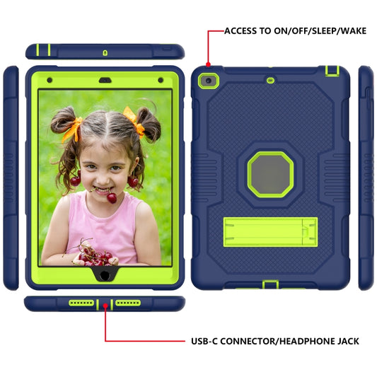 For iPad 10.2 2021 Contrast Color Robot Shockproof Silicone + PC Tablet Case(Navy Blue Yellow Green) - iPad 10.2 Cases by buy2fix | Online Shopping UK | buy2fix