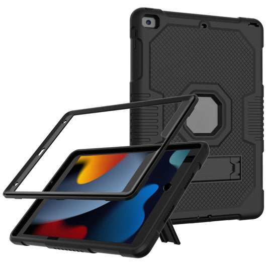 For iPad 10.2 2021 Contrast Color Robot Shockproof Silicone + PC Tablet Case(Black) - iPad 10.2 Cases by buy2fix | Online Shopping UK | buy2fix