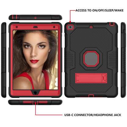 For iPad 10.2 2021 Contrast Color Robot Shockproof Silicone + PC Tablet Case(Black Red) - iPad 10.2 Cases by buy2fix | Online Shopping UK | buy2fix