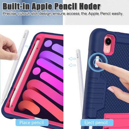 For iPad mini 2024 /mini 6 Contrast Color Robot Shockproof Silicone + PC Tablet Case(Navy Blue Rose) - iPad mini 6 Cases by buy2fix | Online Shopping UK | buy2fix