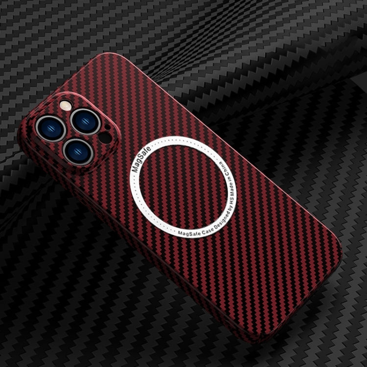 For iPhone 14 Pro Carbon Fiber Texture MagSafe Magnetic Phone Case(Red) by buy2fix