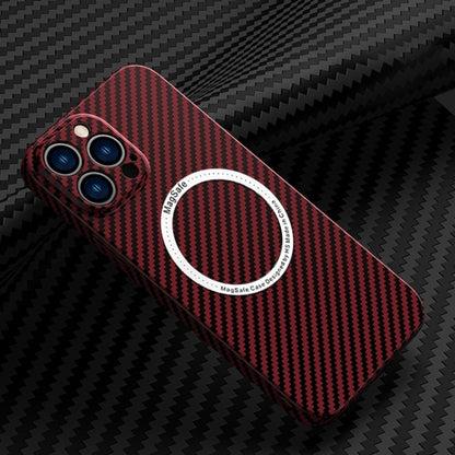 For iPhone 14 Pro Carbon Fiber Texture MagSafe Magnetic Phone Case(Red) by buy2fix