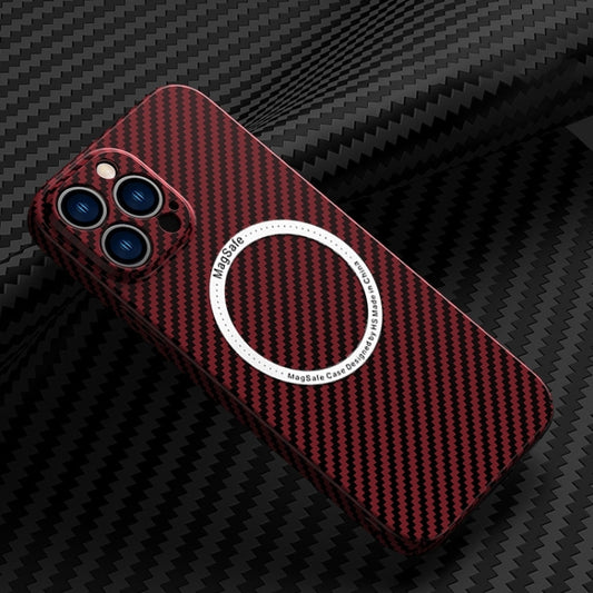For iPhone 14 Pro Carbon Fiber Texture MagSafe Magnetic Phone Case(Red) by buy2fix