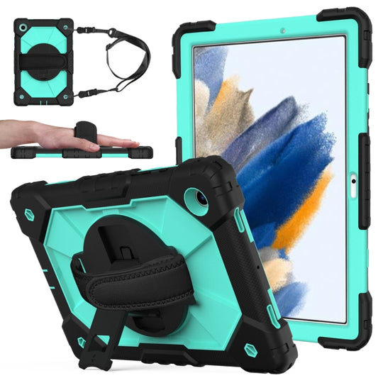 For Samsung Galaxy Tab A8 10.5 2021 X200 Contrast Color Robot Silicone + PC Tablet Case(Black+Mint) - Other Galaxy Tab PC by buy2fix | Online Shopping UK | buy2fix