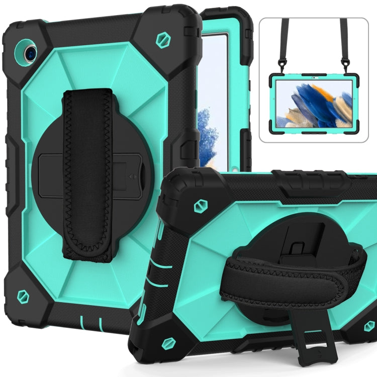 For Samsung Galaxy Tab A8 10.5 2021 X200 Contrast Color Robot Silicone + PC Tablet Case(Black+Mint) - Other Galaxy Tab PC by buy2fix | Online Shopping UK | buy2fix
