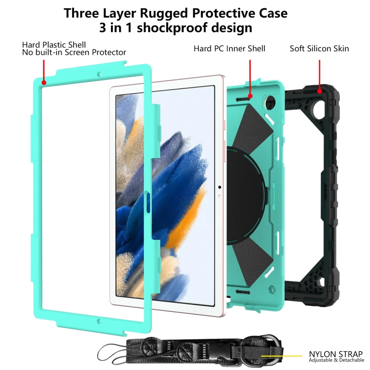 For Samsung Galaxy Tab A8 10.5 2021 X200 Contrast Color Robot Silicone + PC Tablet Case(Black+Mint) - Other Galaxy Tab PC by buy2fix | Online Shopping UK | buy2fix