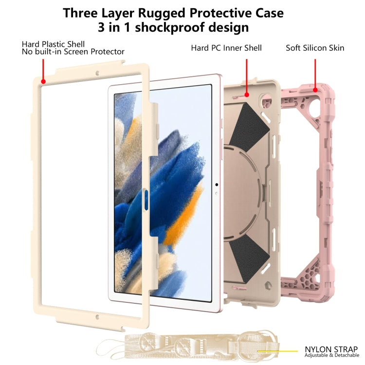 For Samsung Galaxy Tab A8 10.5 2021 X200 Contrast Color Robot Silicone + PC Tablet Case(Rose Gold+Beige) - Other Galaxy Tab PC by buy2fix | Online Shopping UK | buy2fix