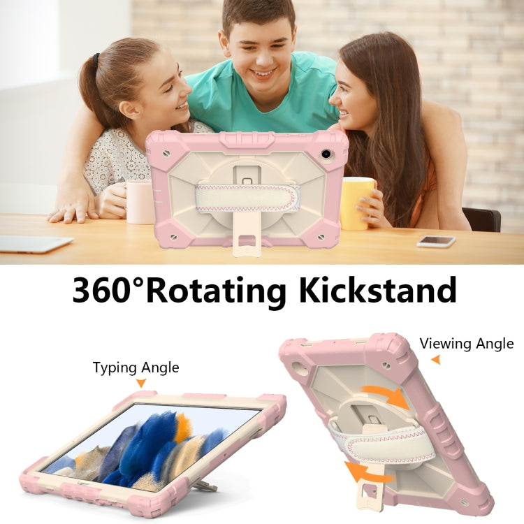 For Samsung Galaxy Tab A8 10.5 2021 X200 Contrast Color Robot Silicone + PC Tablet Case(Rose Gold+Beige) - Other Galaxy Tab PC by buy2fix | Online Shopping UK | buy2fix