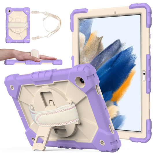 For Samsung Galaxy Tab A8 10.5 2021 X200 Contrast Color Robot Silicone + PC Tablet Case(Purple+Beige) - Other Galaxy Tab PC by buy2fix | Online Shopping UK | buy2fix