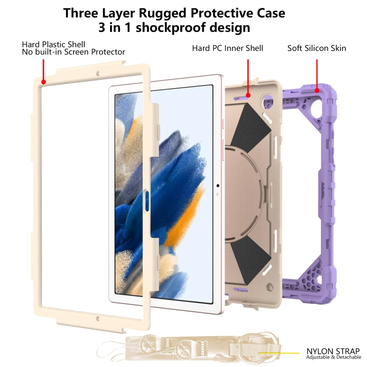 For Samsung Galaxy Tab A8 10.5 2021 X200 Contrast Color Robot Silicone + PC Tablet Case(Purple+Beige) - Other Galaxy Tab PC by buy2fix | Online Shopping UK | buy2fix