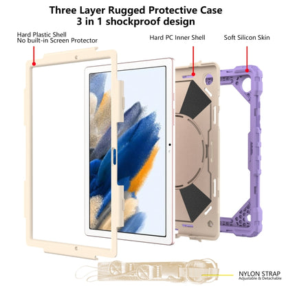 For Samsung Galaxy Tab A8 10.5 2021 X200 Contrast Color Robot Silicone + PC Tablet Case(Purple+Beige) - Other Galaxy Tab PC by buy2fix | Online Shopping UK | buy2fix