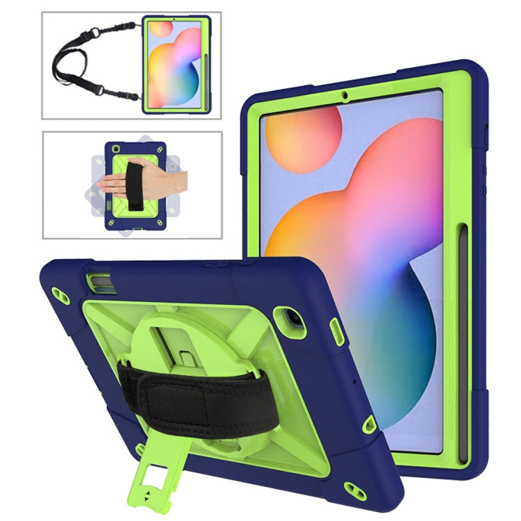 For Samsung Galaxy Tab S6 Lite P610 Contrast Color Robot Silicone + PC Tablet Case(Navy Blue Yellow Green) - Tab S6 Lite P610 / P615 by buy2fix | Online Shopping UK | buy2fix