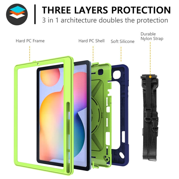For Samsung Galaxy Tab S6 Lite P610 Contrast Color Robot Silicone + PC Tablet Case(Navy Blue Yellow Green) - Tab S6 Lite P610 / P615 by buy2fix | Online Shopping UK | buy2fix
