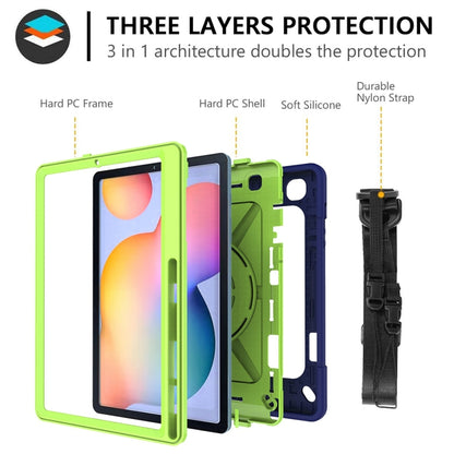 For Samsung Galaxy Tab S6 Lite P610 Contrast Color Robot Silicone + PC Tablet Case(Navy Blue Yellow Green) - Tab S6 Lite P610 / P615 by buy2fix | Online Shopping UK | buy2fix