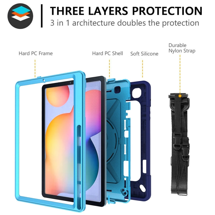 For Samsung Galaxy Tab S6 Lite P610 Contrast Color Robot Silicone + PC Tablet Case(Navy Blue) - Tab S6 Lite P610 / P615 by buy2fix | Online Shopping UK | buy2fix