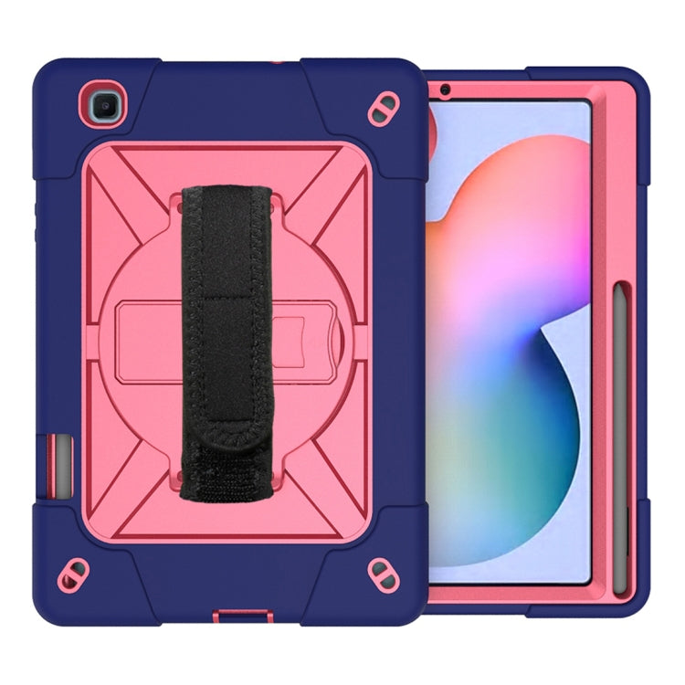 For Samsung Galaxy Tab S6 Lite P610 Contrast Color Robot Silicone + PC Tablet Case(Navy Blue Rose) - Tab S6 Lite P610 / P615 by buy2fix | Online Shopping UK | buy2fix