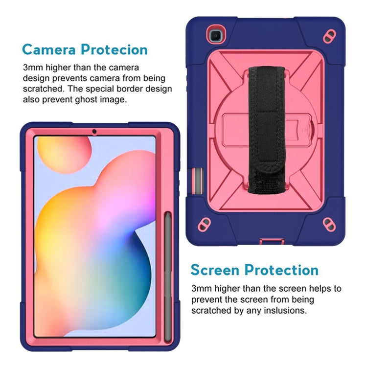 For Samsung Galaxy Tab S6 Lite P610 Contrast Color Robot Silicone + PC Tablet Case(Navy Blue Rose) - Tab S6 Lite P610 / P615 by buy2fix | Online Shopping UK | buy2fix
