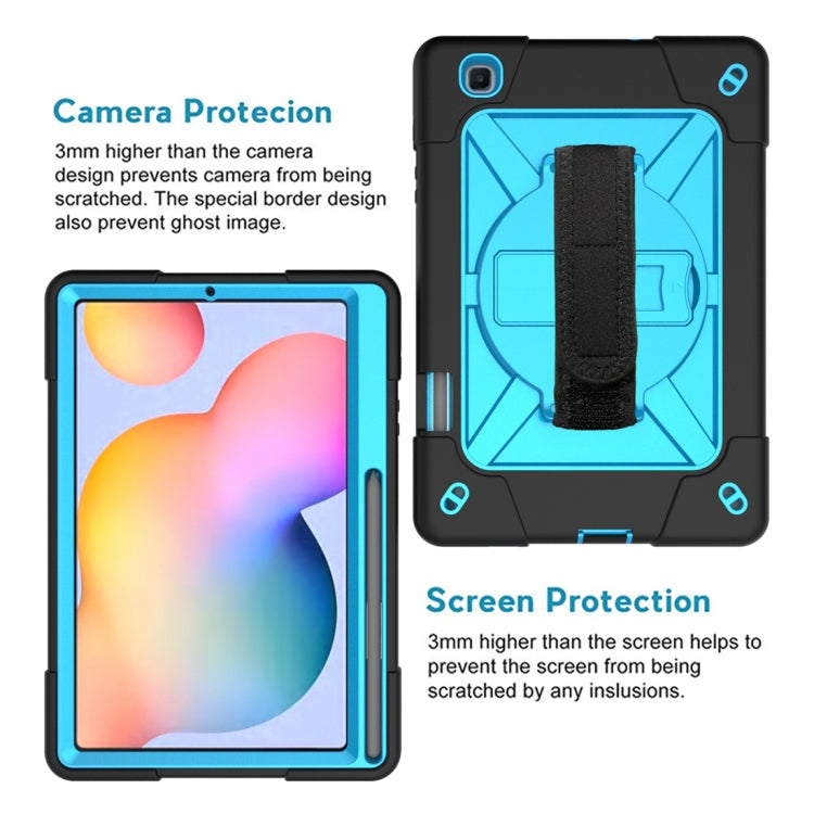 For Samsung Galaxy Tab S6 Lite P610 Contrast Color Robot Silicone + PC Tablet Case(Black Blue) - Tab S6 Lite P610 / P615 by buy2fix | Online Shopping UK | buy2fix