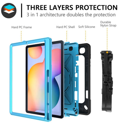 For Samsung Galaxy Tab S6 Lite P610 Contrast Color Robot Silicone + PC Tablet Case(Black Blue) - Tab S6 Lite P610 / P615 by buy2fix | Online Shopping UK | buy2fix