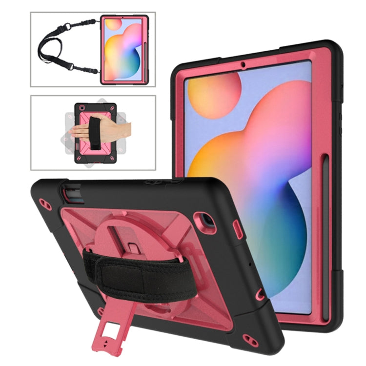 For Samsung Galaxy Tab S6 Lite P610 Contrast Color Robot Silicone + PC Tablet Case(Black Rose Red) - Tab S6 Lite P610 / P615 by buy2fix | Online Shopping UK | buy2fix