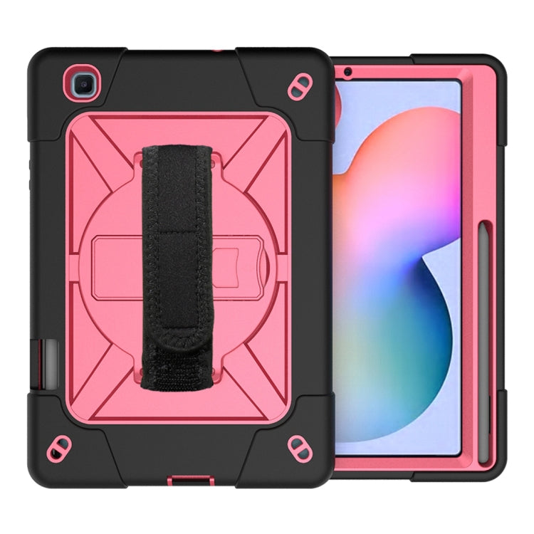 For Samsung Galaxy Tab S6 Lite P610 Contrast Color Robot Silicone + PC Tablet Case(Black Rose Red) - Tab S6 Lite P610 / P615 by buy2fix | Online Shopping UK | buy2fix