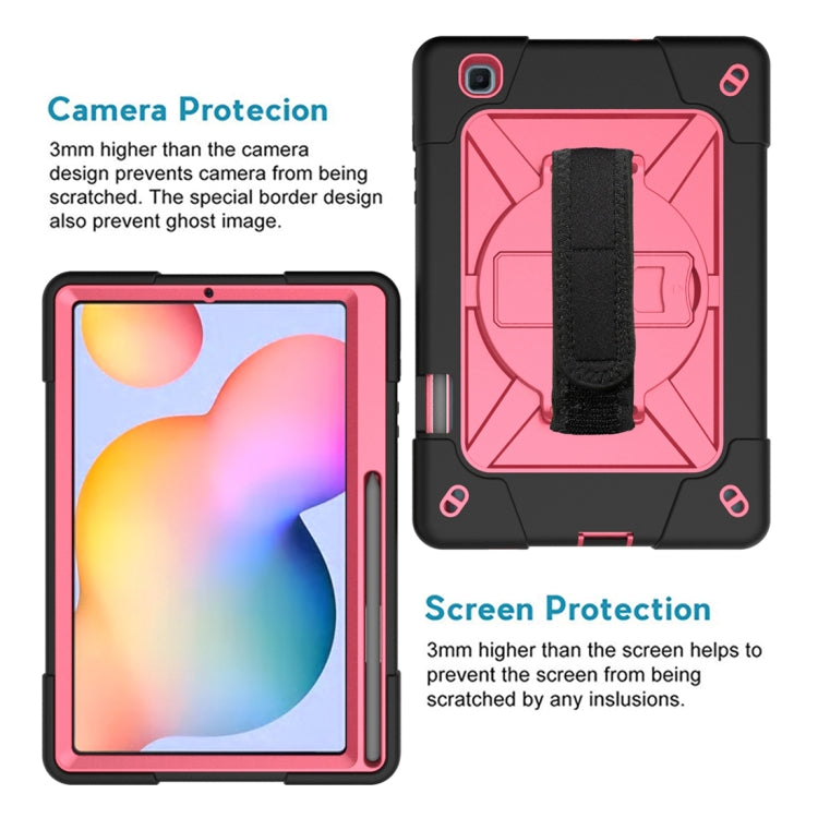 For Samsung Galaxy Tab S6 Lite P610 Contrast Color Robot Silicone + PC Tablet Case(Black Rose Red) - Tab S6 Lite P610 / P615 by buy2fix | Online Shopping UK | buy2fix