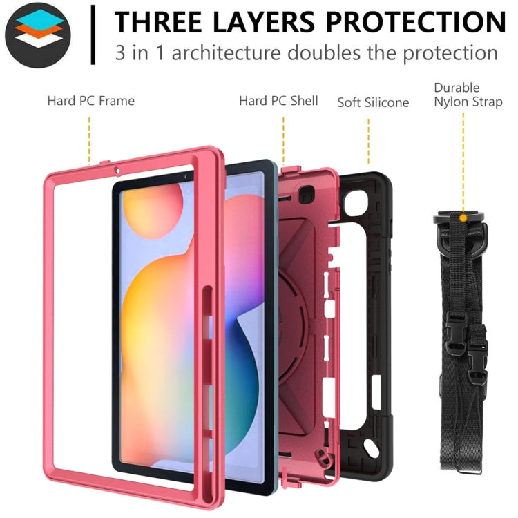 For Samsung Galaxy Tab S6 Lite P610 Contrast Color Robot Silicone + PC Tablet Case(Black Rose Red) - Tab S6 Lite P610 / P615 by buy2fix | Online Shopping UK | buy2fix