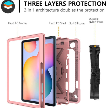 For Samsung Galaxy Tab S6 Lite P610 Contrast Color Robot Silicone + PC Tablet Case(Rose Gold) - Tab S6 Lite P610 / P615 by buy2fix | Online Shopping UK | buy2fix