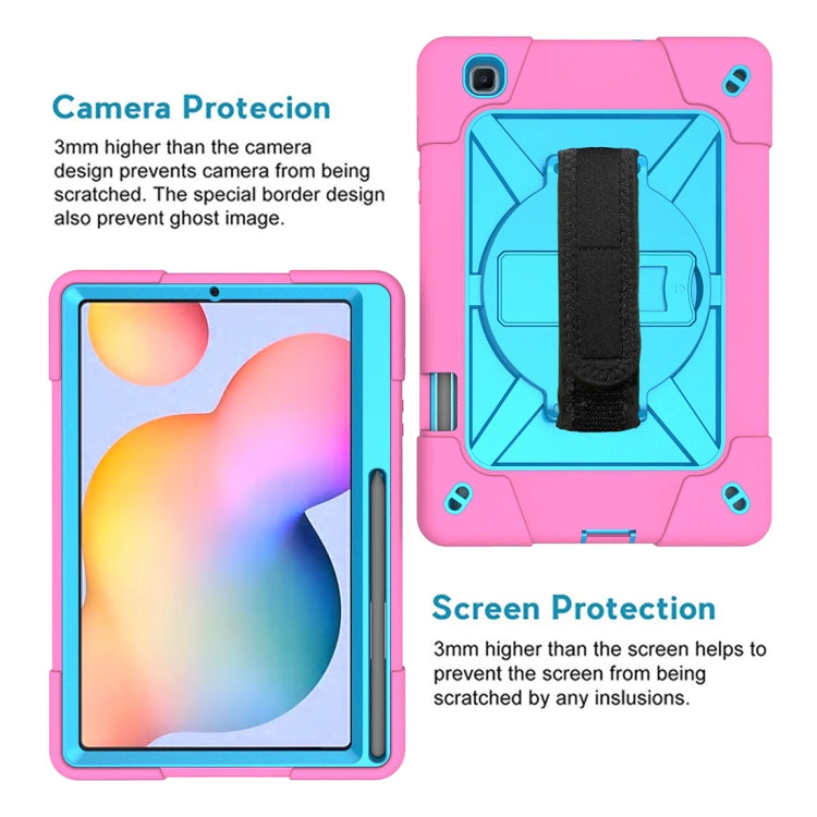 For Samsung Galaxy Tab S6 Lite P610 Contrast Color Robot Silicone + PC Tablet Case(Rose Red Blue) - Tab S6 Lite P610 / P615 by buy2fix | Online Shopping UK | buy2fix