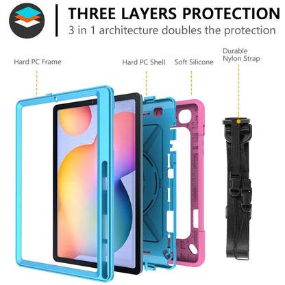 For Samsung Galaxy Tab S6 Lite P610 Contrast Color Robot Silicone + PC Tablet Case(Rose Red Blue) - Tab S6 Lite P610 / P615 by buy2fix | Online Shopping UK | buy2fix