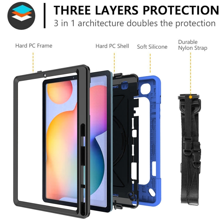 For Samsung Galaxy Tab S6 Lite P610 Contrast Color Robot Silicone + PC Tablet Case(Dark Blue Black) - Tab S6 Lite P610 / P615 by buy2fix | Online Shopping UK | buy2fix