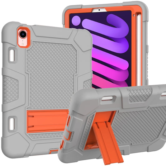 For iPad mini 2024 / mini 6 Contrast Color Robot Silicone + PC Tablet Case(Grey Orange) - iPad mini 6 Cases by buy2fix | Online Shopping UK | buy2fix