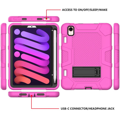 For iPad mini 2024 / mini 6 Contrast Color Robot Silicone + PC Tablet Case(Rose Red Black) - iPad mini 6 Cases by buy2fix | Online Shopping UK | buy2fix