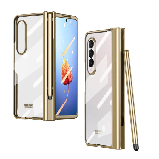 For Samsung Galaxy Z Fold4 Full Body Electroplating Hinge Phone Case with Pen Slot(Gold) - Galaxy Z Fold4 5G Cases by buy2fix | Online Shopping UK | buy2fix