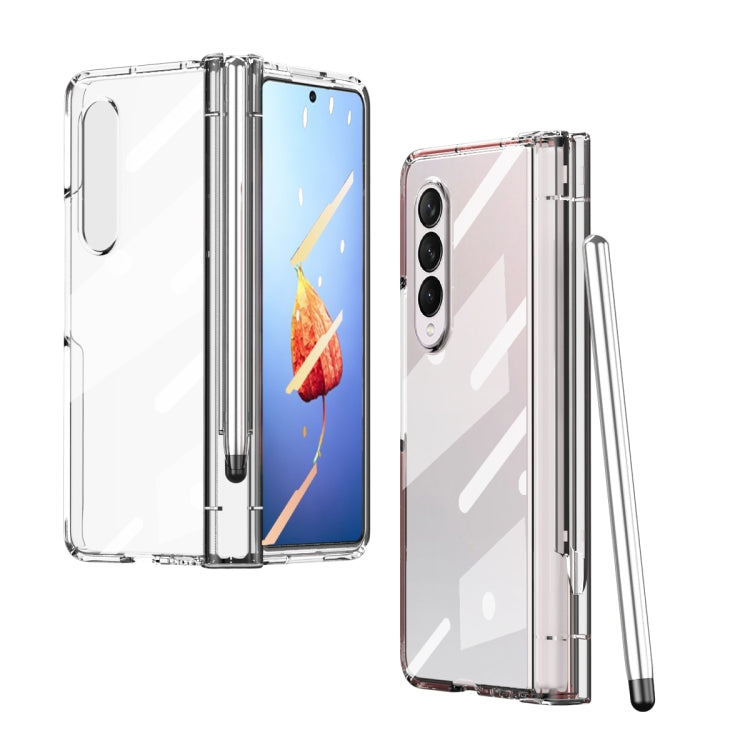 For Samsung Galaxy Z Fold4 Full Body Electroplating Hinge Phone Case with Pen Slot(Transparent) - Galaxy Z Fold4 5G Cases by buy2fix | Online Shopping UK | buy2fix