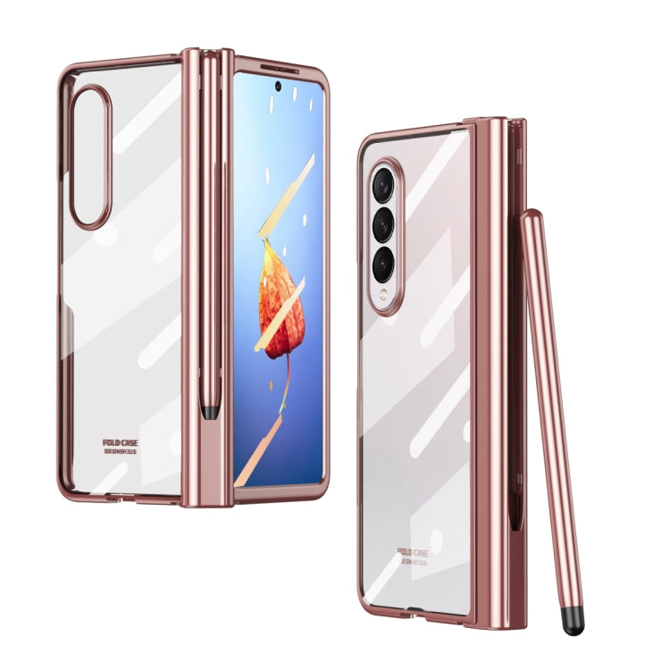 For Samsung Galaxy Z Fold4 Full Body Integrated Electroplating Hinge Phone Case with Pen Slot(Rose Gold) - Galaxy Z Fold4 5G Cases by buy2fix | Online Shopping UK | buy2fix
